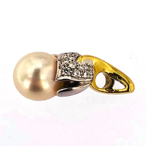 Ciondolo ASAYO con perla e brillanti in oro 18 kt