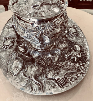 Zuppiera con piatto in argento 800 Bollo 628FI disegno di Gerardo Sacco Pezzo unico