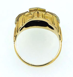 Anello D'epoca in oro bianco e giallo 12 kt con diamante
