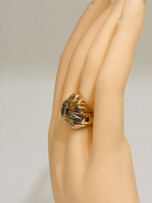 Anello D'epoca in oro bianco e giallo 12 kt con diamante