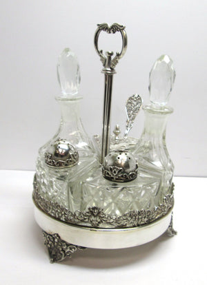 Saliera usata in argento e cristallo composta da cinque pezzi