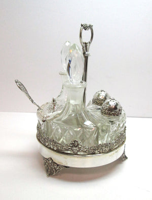 Saliera usata in argento e cristallo composta da cinque pezzi