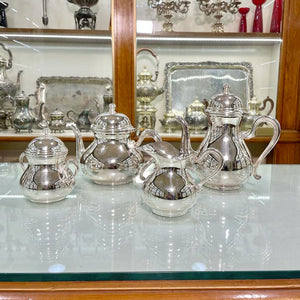 Servizio da tè e caffè 4 pezzi in argento 800 lucido originale italiano