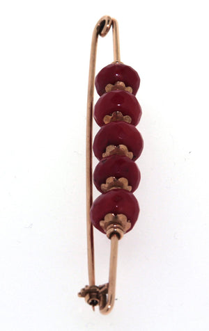 Spilla d'epoca in oro 18 kt con 5 coralli sfaccettati