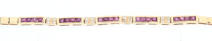 Bracciale in oro giallo 18 kt anni 80 /90 con rubini e brillanti