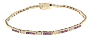 Bracciale in oro giallo 18 kt anni 80 /90 con rubini e brillanti