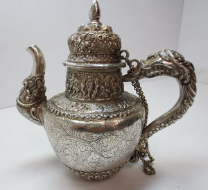 Caffettiera indiana in argento 900 d'epoca