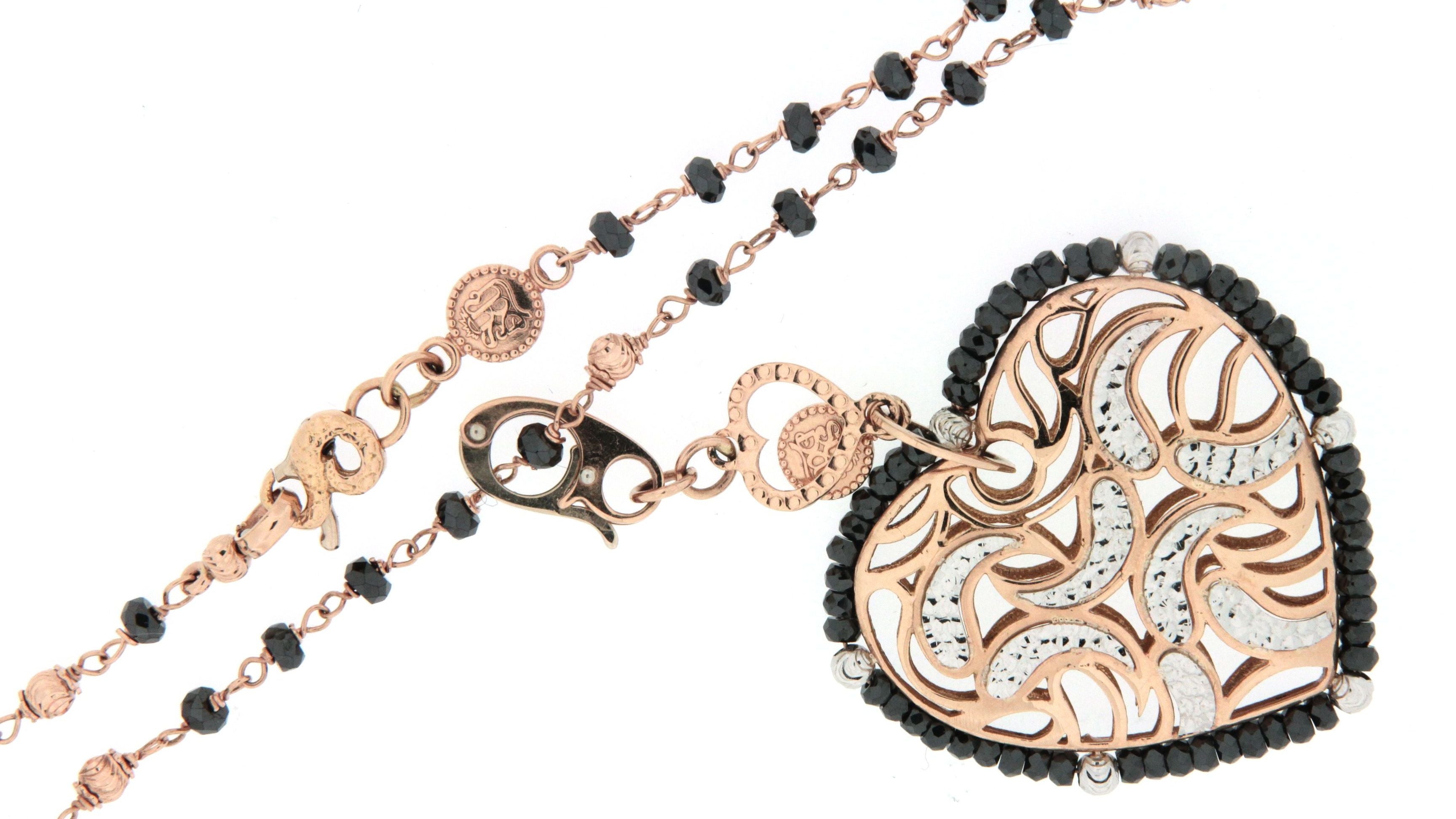 Collana Sunday con ciondolo a cuore in oro rosa e bianco 18 kt manifattura vicentina artigianale