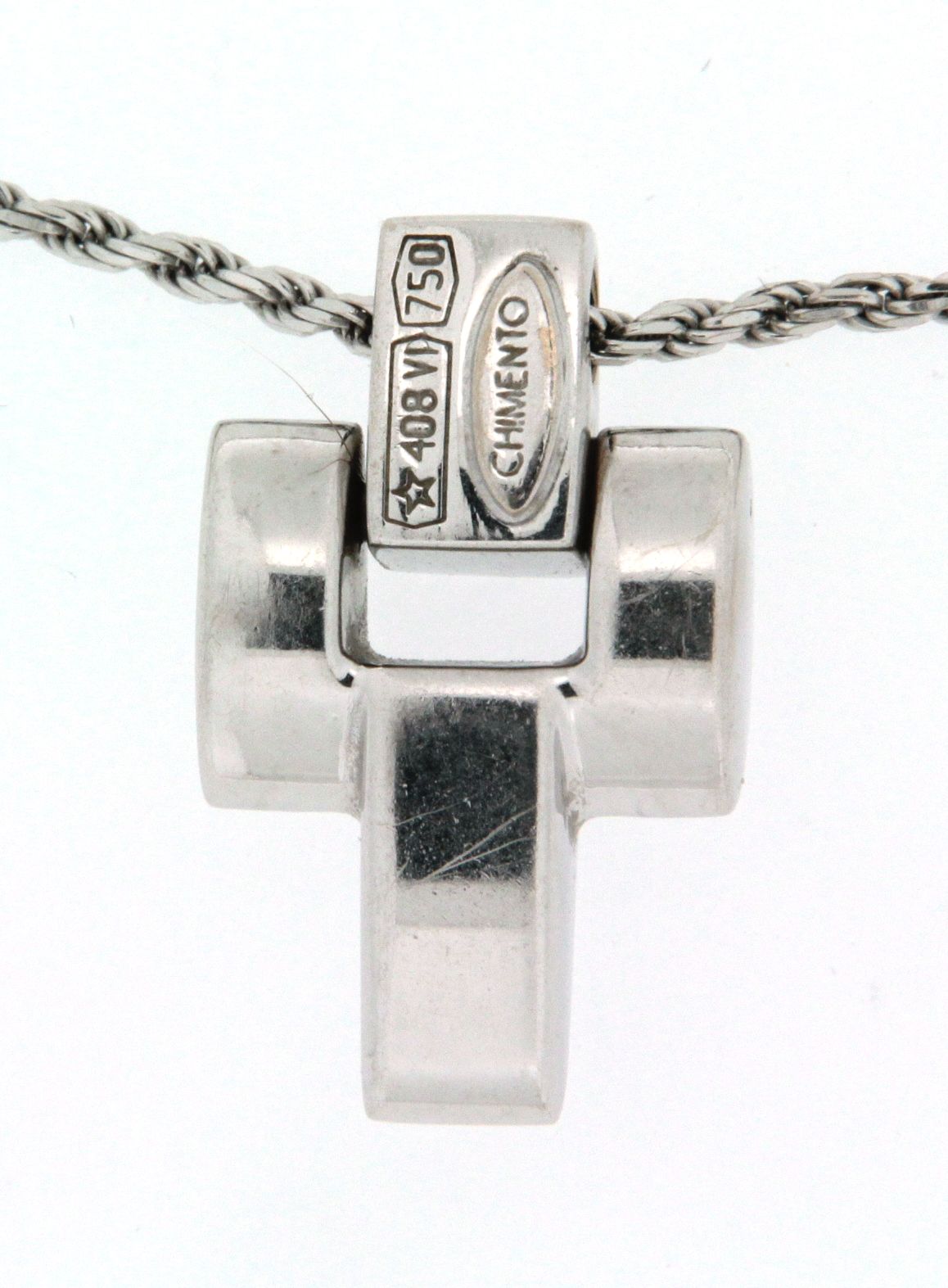 Girocollo Chimento  in oro18 kt  bianco con croce con un brillante