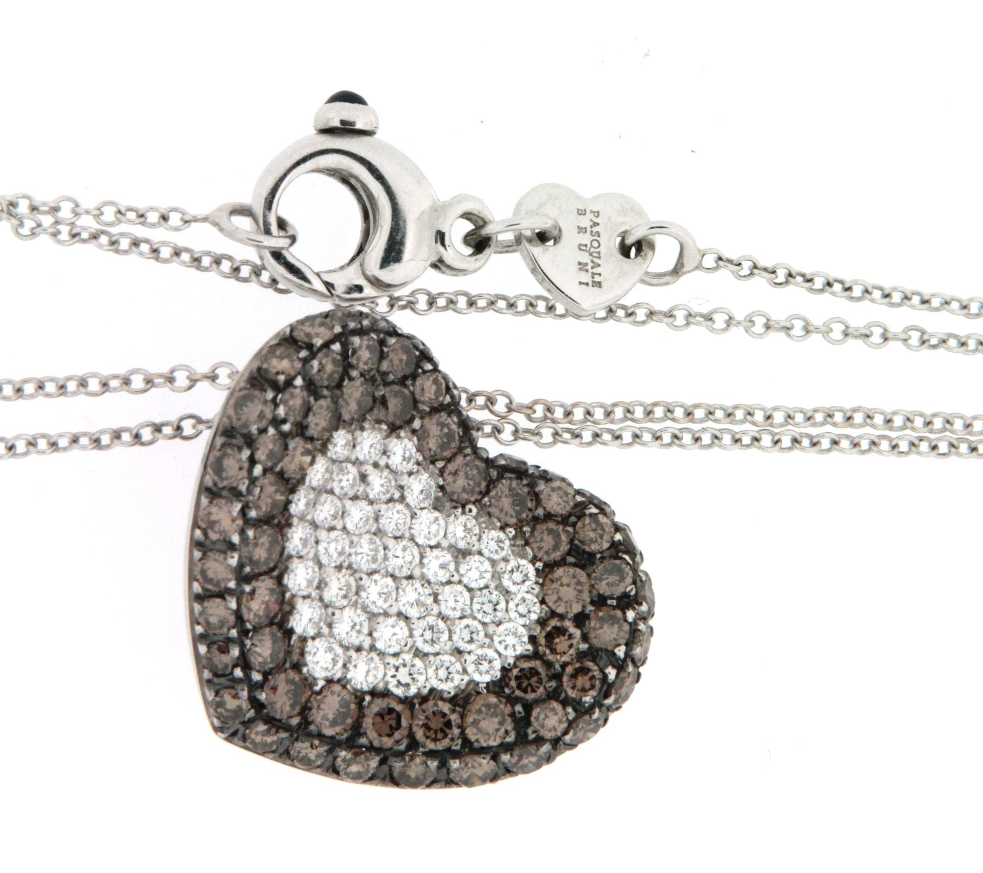 Girocollo in oro bianco  18 kt firmato Pasquale Bruni recentissima collezione con ciondolo a cuore  usato