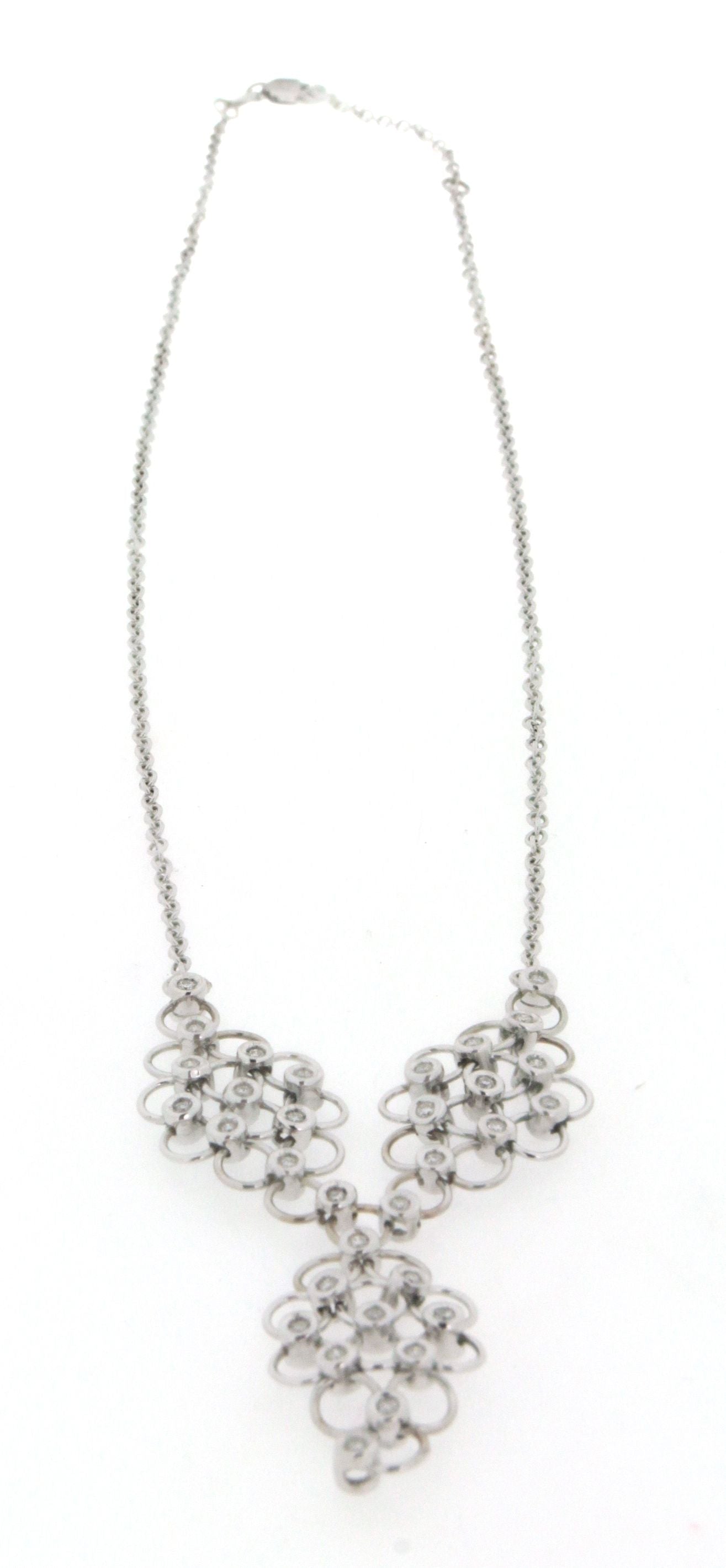 Girocollo in oro bianco 18 kt stile moderno con brillanti firmato Raspagni