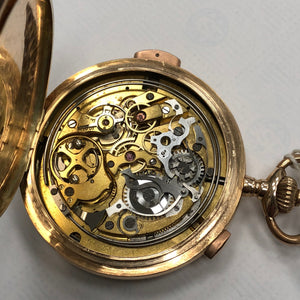  Orologio Tasca Crono e ripetizione ore ,mezzore, quarti in oro 14 kt usato