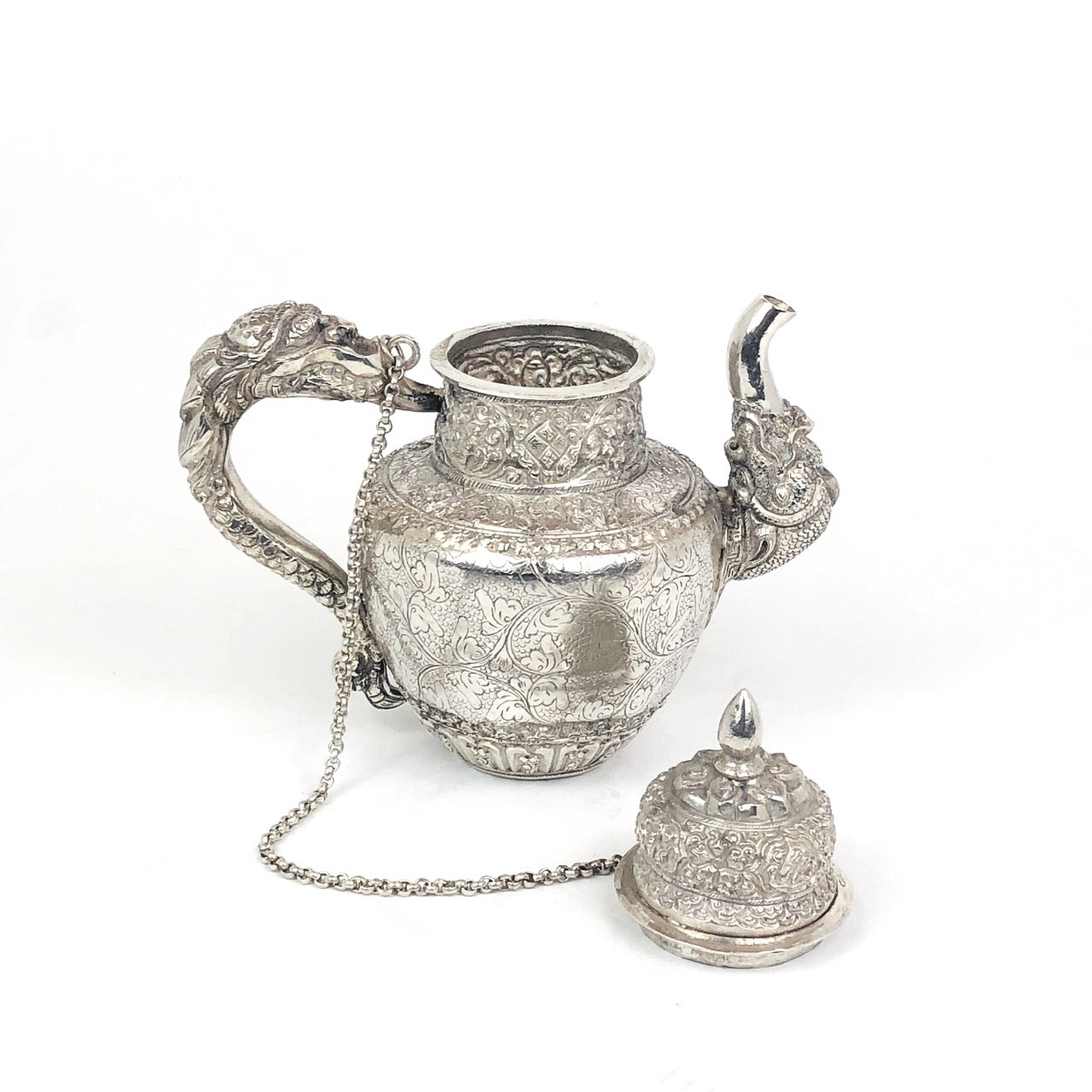 Caffettiera indiana in argento 900 d'epoca