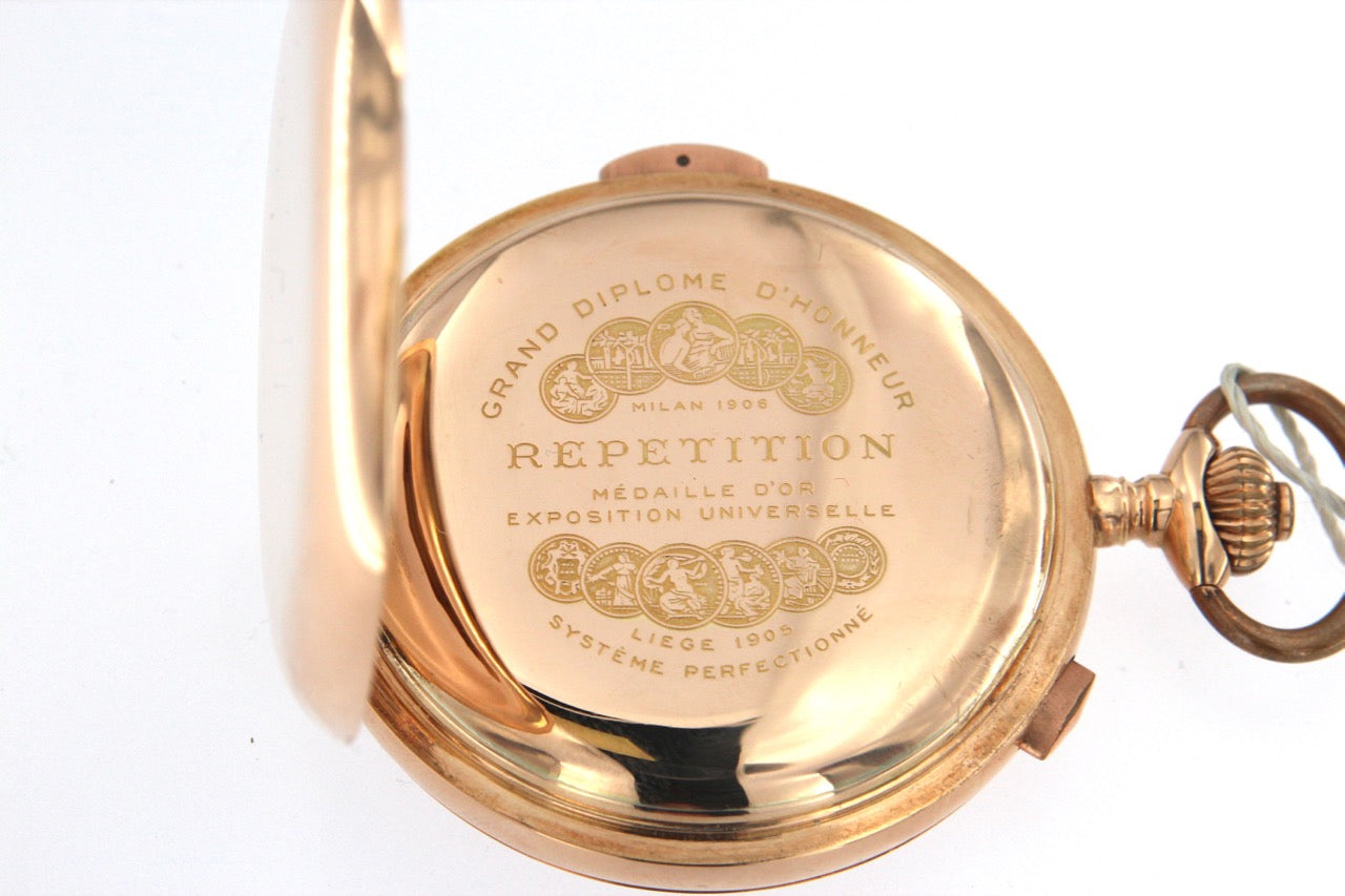  Orologio Tasca Crono e ripetizione ore ,mezzore, quarti in oro 14 kt usato