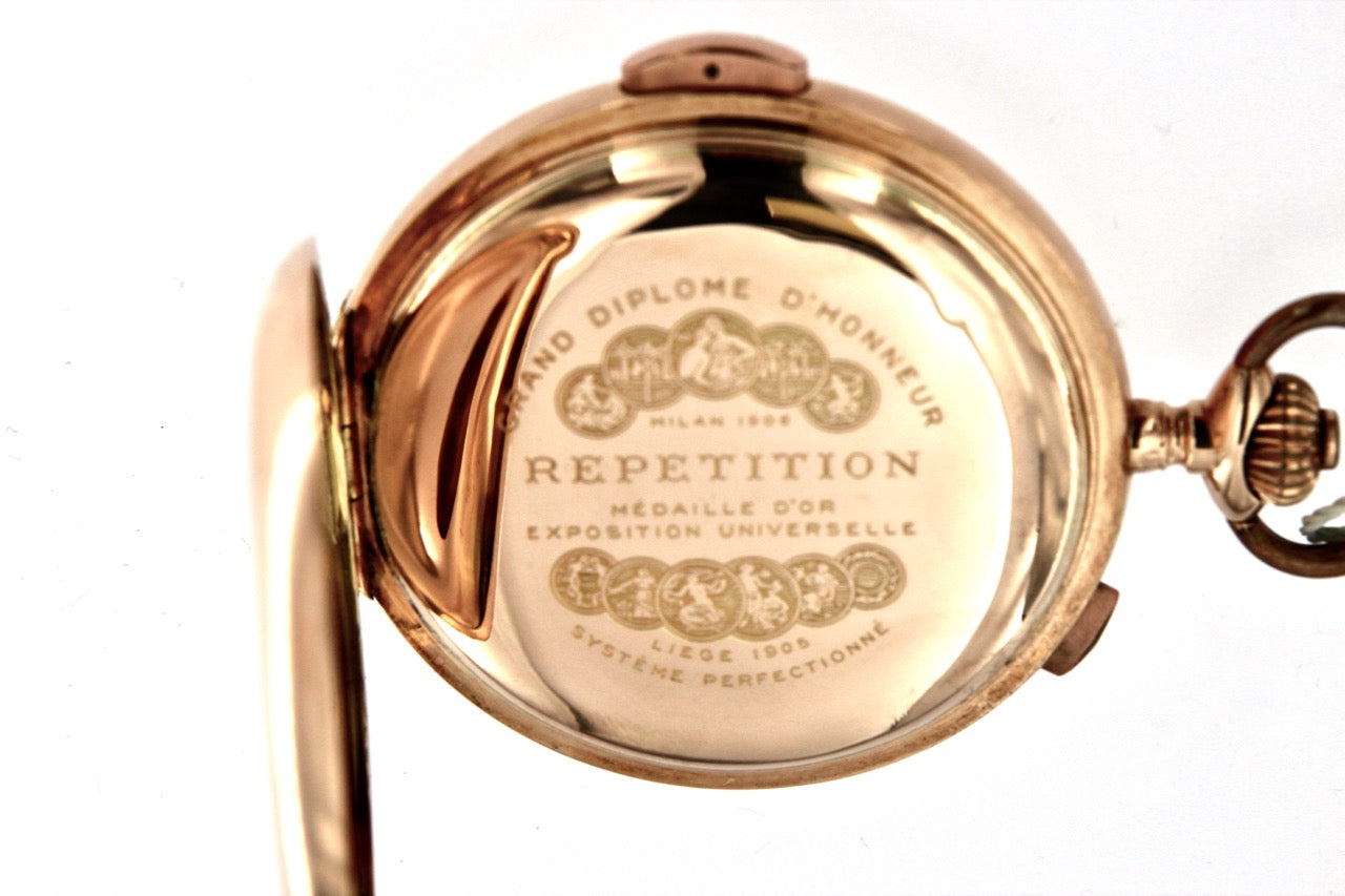  Orologio Tasca Crono e ripetizione ore ,mezzore, quarti in oro 14 kt usato