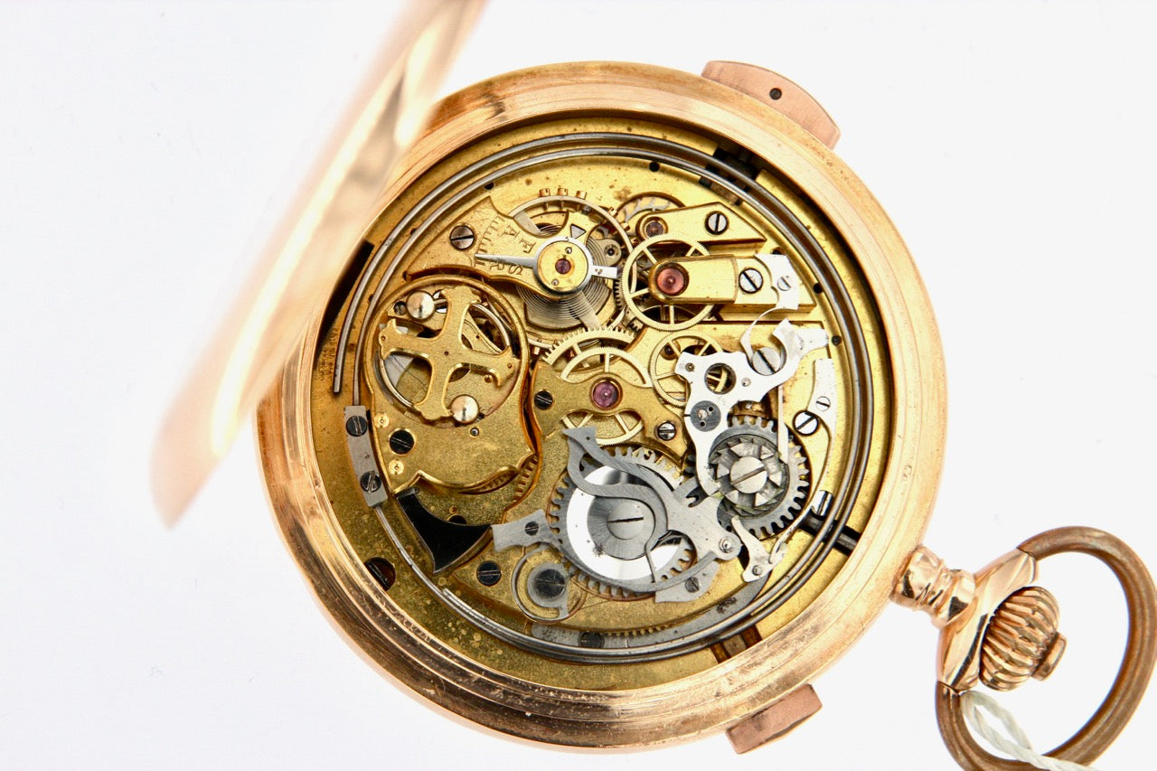  Orologio Tasca Crono e ripetizione ore ,mezzore, quarti in oro 14 kt usato