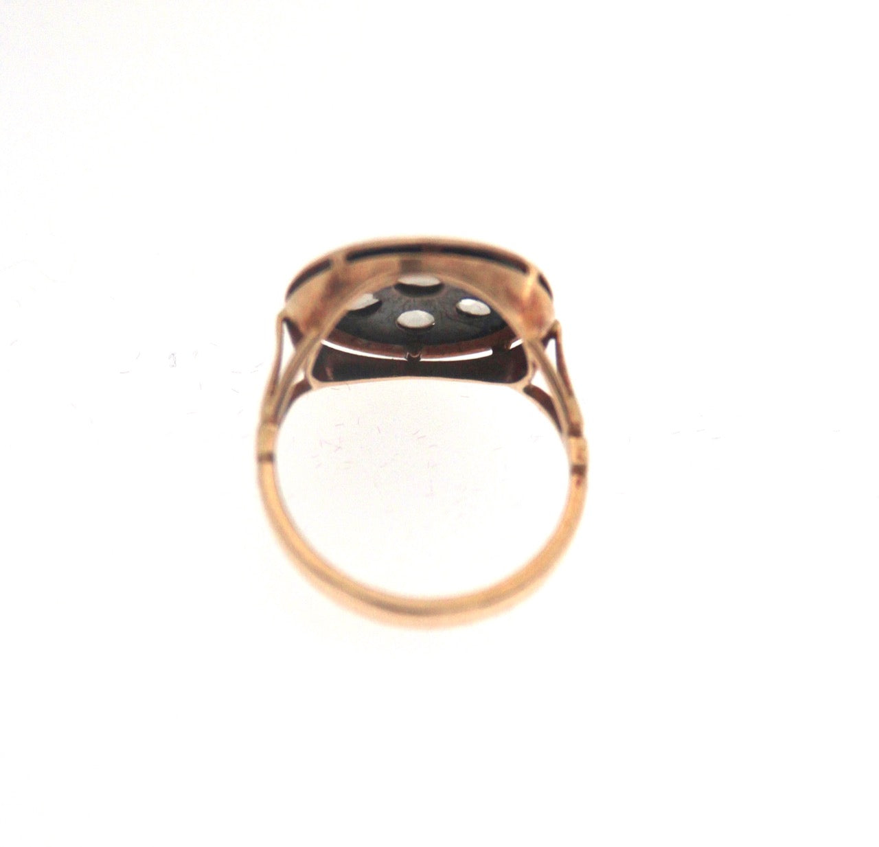Anello in oro giallo e argento stile antico con rosette