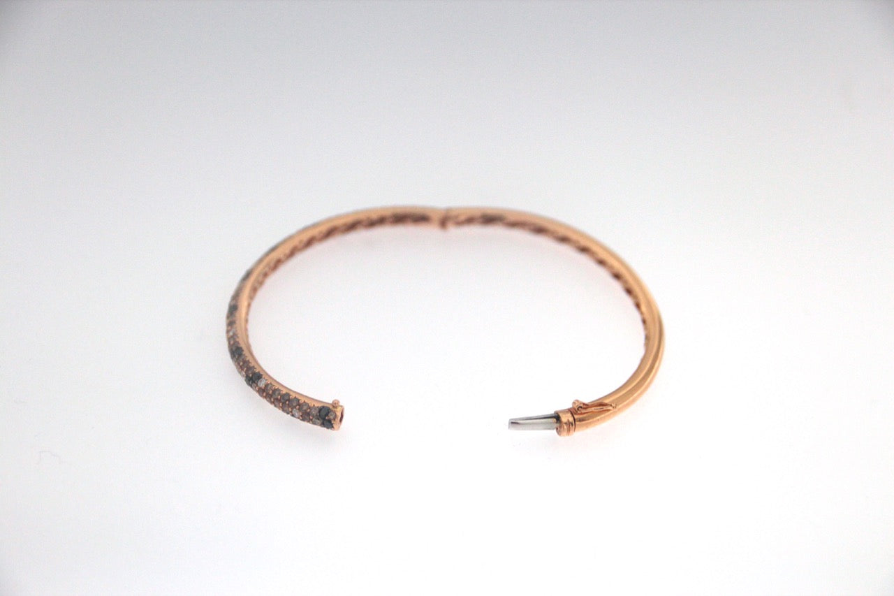 Bracciale ovale in oro giallo 18 kt con brillanti bianchi,neri e brown usato