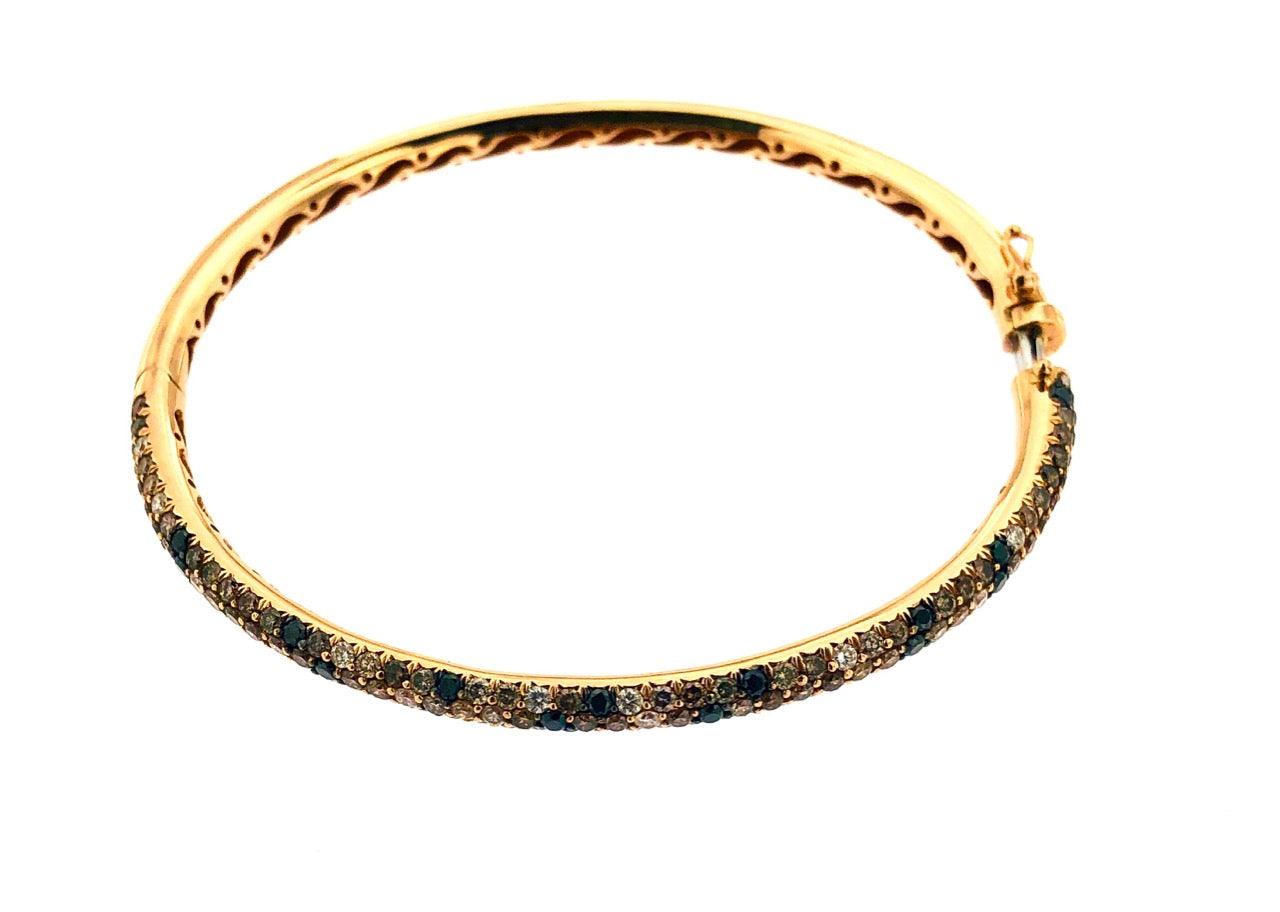 Bracciale ovale in oro giallo 18 kt con brillanti bianchi,neri e brown usato