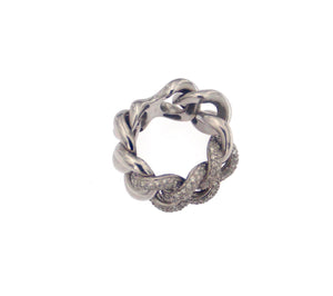 Anello a catena in oro bianco18 kt  e brillanti  a maglie snodate tipo Cartier usato