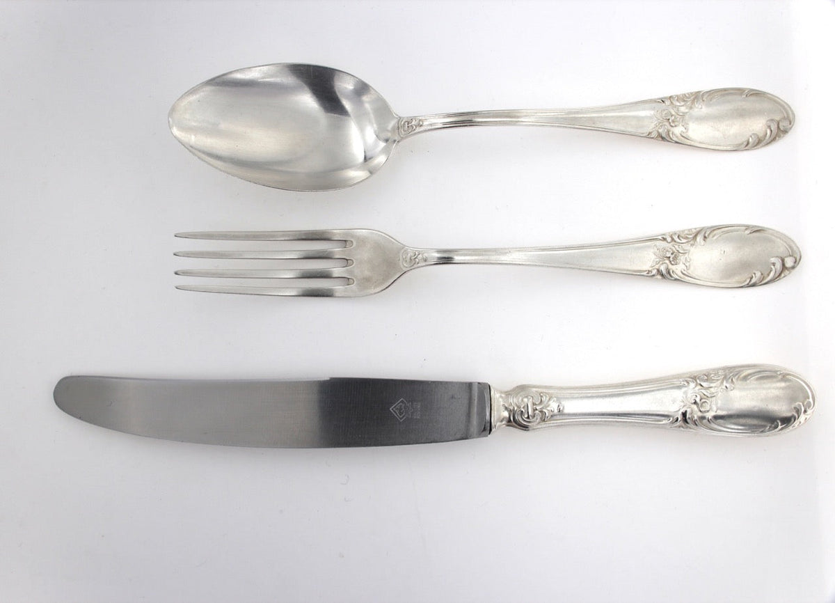 Servizio posate da tavola in argento 800 d’epoca modello Versailles