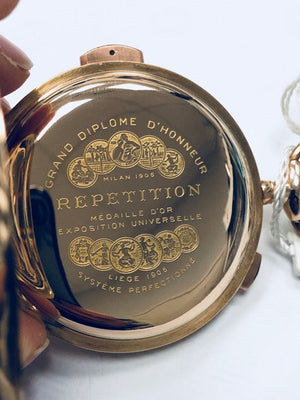  Orologio Tasca Crono e ripetizione ore ,mezzore, quarti in oro 14 kt usato