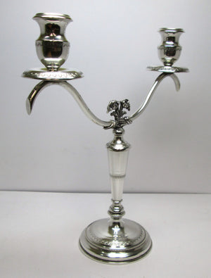 Candeliere a due fuochi in argento, d'epoca, anni '50,
