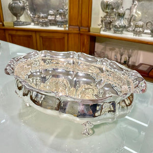 Ciotola vintage ovale in argento lavorata a mano