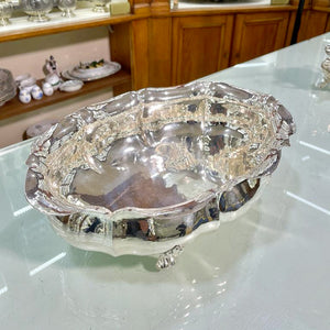 Ciotola vintage ovale in argento lavorata a mano