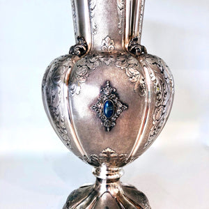 Vaso argento 800, usato con pietre Lapis ai lati (Cabouschon) anni 50 circa.