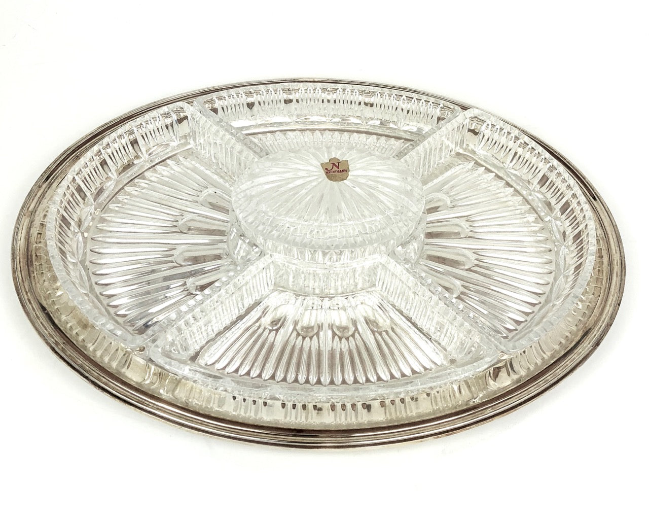 Antipastiera ovale in argento '800 cristallo anni 50 Ricci-Cristalli Nachtmann Bleikristall