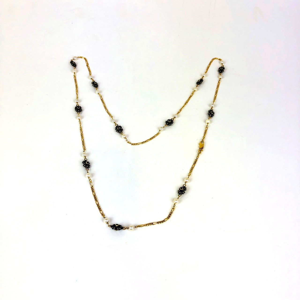  Collana in oro 18 kt con perle e zaffiri blu usata