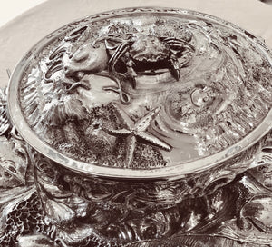 Zuppiera con piatto in argento 800 Bollo 628FI disegno di Gerardo Sacco Pezzo unico